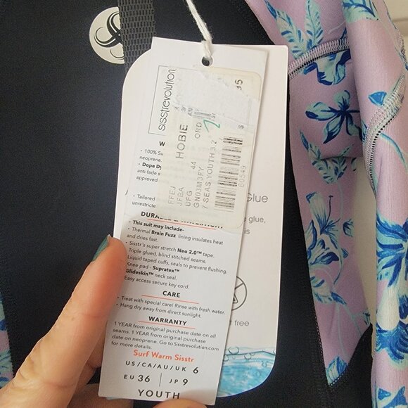 Sisstrevolution 3​/2mm 7 Seas Wetsuit Print Back Zip NWT Girls 6 - Picture 5 of 5